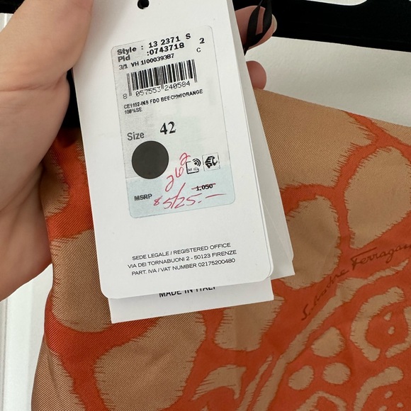 Salvatore Ferragamo Ruffle Orange Leopard Silk Midi Skirt - size 42 (M) - Picture 5 of 6